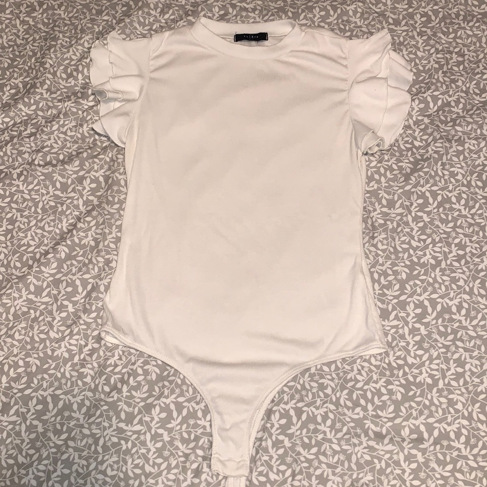 White ruffle bodysuit